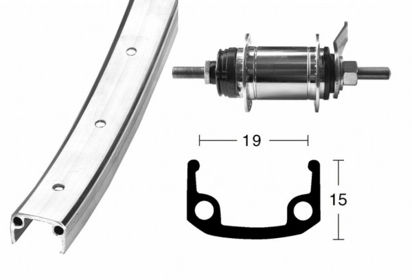 Roata spate 28x1 3/8, RB hub Shimano, 1s, 36H, aluminiu