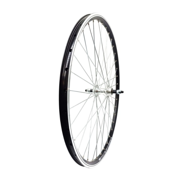 Roata spate Remerx Dragon 650B 27.5x19 dubla, simplu capsata, neagra, valva Av, 36 spite Sapim zinc, butuc alu Sunrace HBM45R7A pe filet, argintiu , ax cu piulite