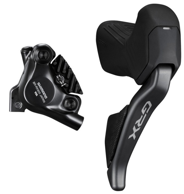 Set Frână Pe Disc Shimano J-Kit Direct GRX ST-RX825(R), BR-RX820(R), Fără Adaptor Pt. 25mm Mnt, Pentru Rotor 160mm, Plăcuțe Resin Cu Aripioare De Răcire, Furtun 1700mm SM-BH90, 1st Grup,