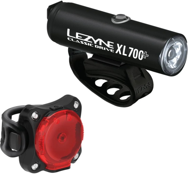Set lumini Lezyne Classic Drive XL 700+ / Zecto Drive 200+, 700 lm față + 200 lm spate, Negru