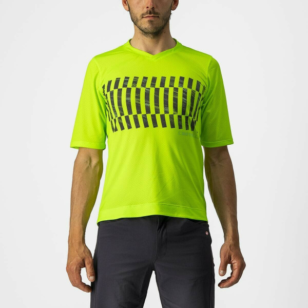 Tricou cu maneca scurta Castelli Trail Tech Tee, Galben Fluo/Negru