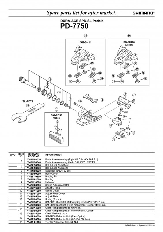 Binding Shimano PD-7750