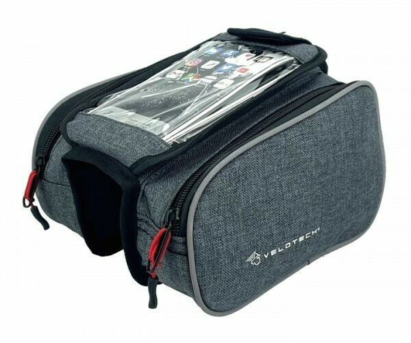 Geanta Velotech Touch smartphone, 3 compartimente, montare cadru, gri