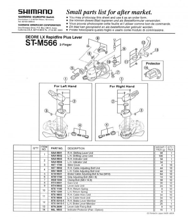 Indicator Shimano ST-M566 dreapta