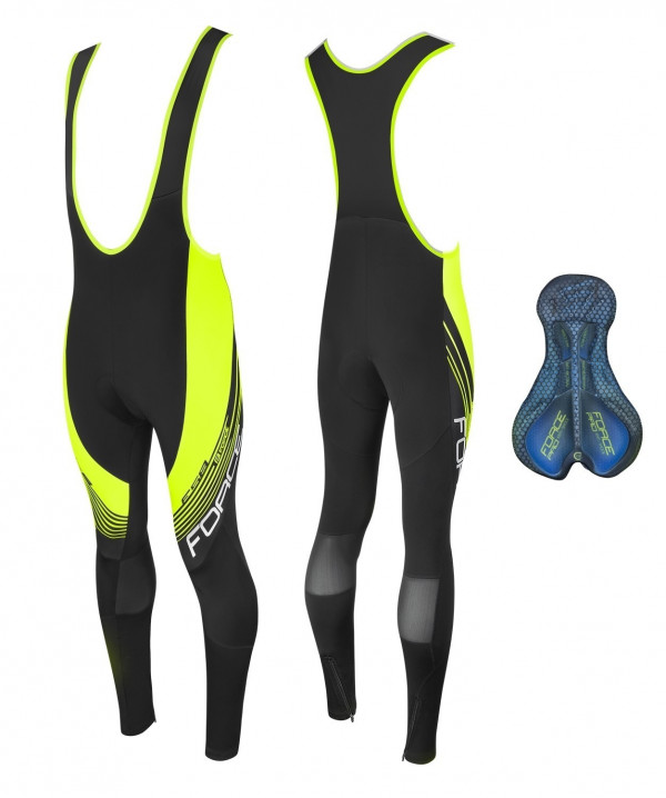Pantaloni Force F58 cu bretele si bazon Negru-Fluo