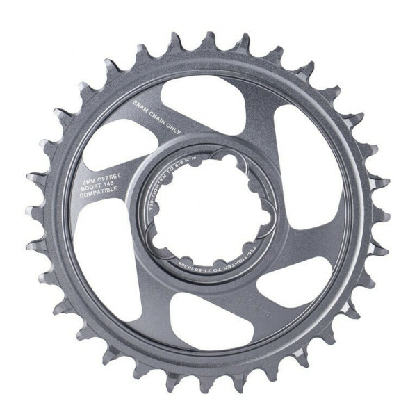 Placa pedalier Sram X-Sync2 Eagle Boost 32T, gri, aluminiu, offset 3mm, DM, 12V