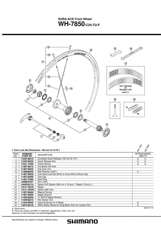 Stickere pentru janta Shimano WH-7850-C24-TU-F