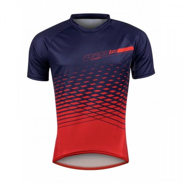 Tricou maneca scurta Force MTB Angle albastru/rosu