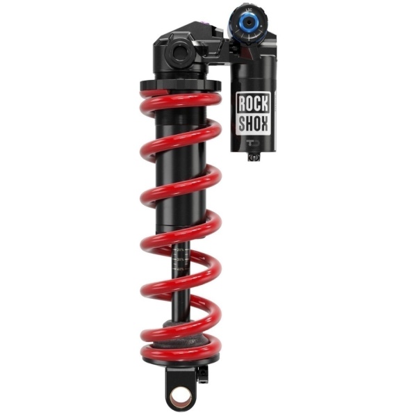 Amortizor spate RockShox Vivid Coil Ultimate RC2T, 205x57,5 mm, Standard/Trunnion, cu reglaje independente pentru compresie pe viteză mică și mare, cu ajustare Hydraulic Bottom Out, compatibil cu arcuri electrice Red Coil și fluid Maxima Plush