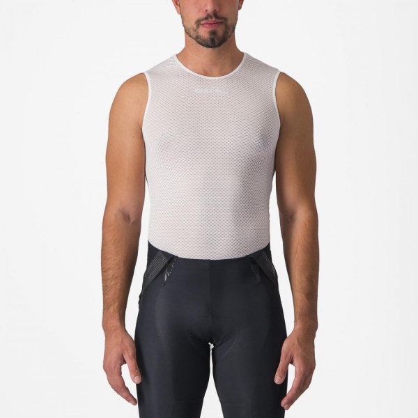 Bluza De Corp Fara Maneci, Castelli PRO Mesh 2.0 SL, Alb