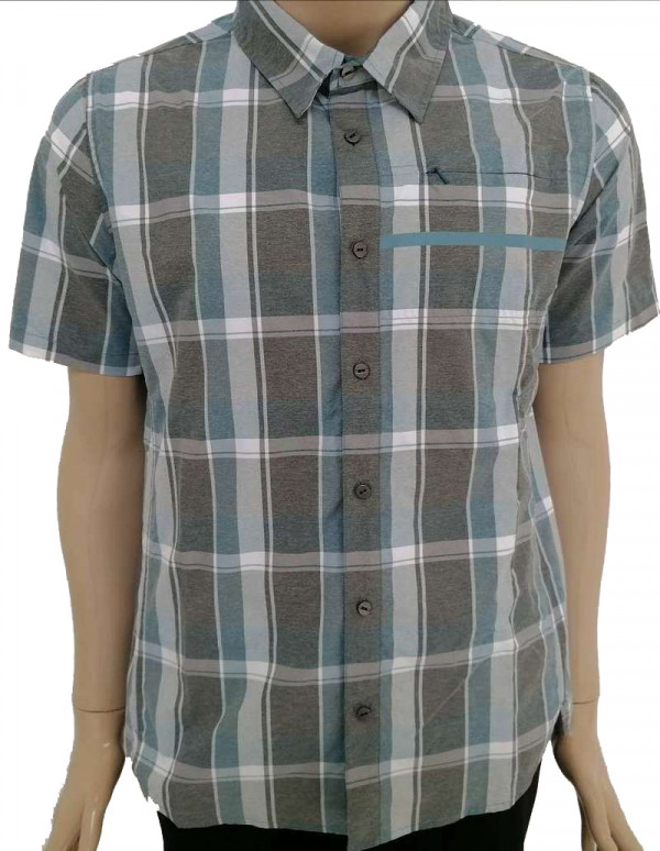 Camasa Shimano transit check button up short sleeve aegean blue