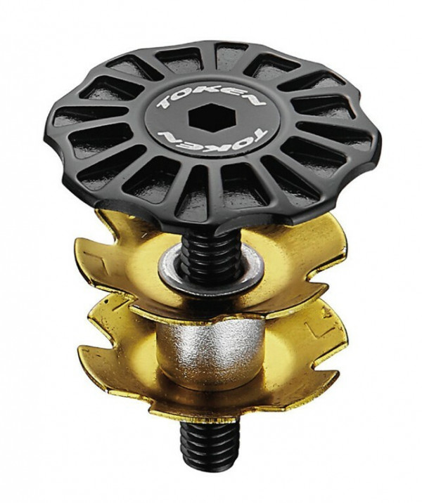 Capac furca, A-Head Plug TOKEN 1 1/8" negru", CNC with star nut