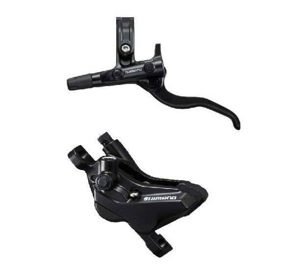 Frana pe disc fata set asamblat Shimano J-KIT, BL-M4100(L), BR-MT410(F), fara adaptor, placute resin, furtun SM-BH59-SS 1000mm negru