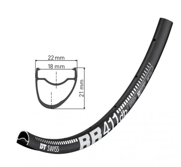 Janta DT Swiss RR 411 asymm. DB 28" blk 622-18, 28H
