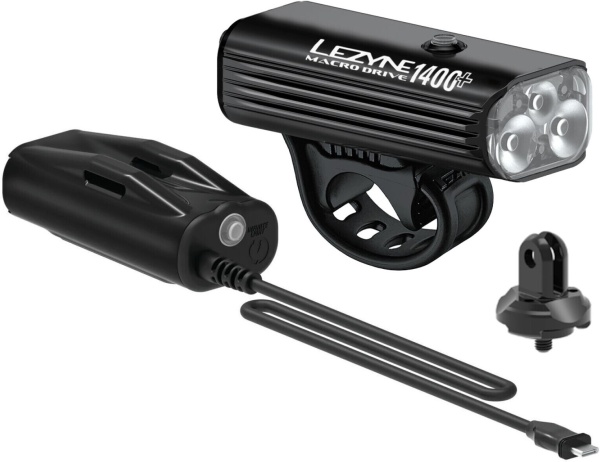 Kit lumina fata Lezyne Macro Drive 1400+ cu baterie externa Infinite Light Power Pack+