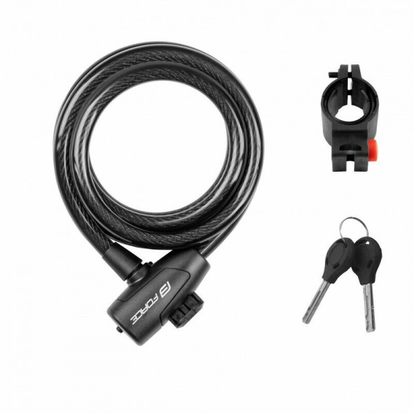 Lacat Force Strong spirala 180cm/12mm cu suport negru