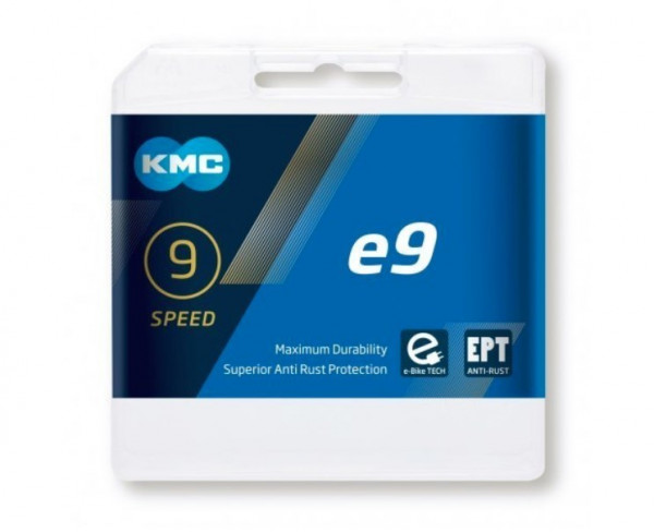 Lant KMC E9 9 speed e-bike 1/2x11/128 136 zale argintiu