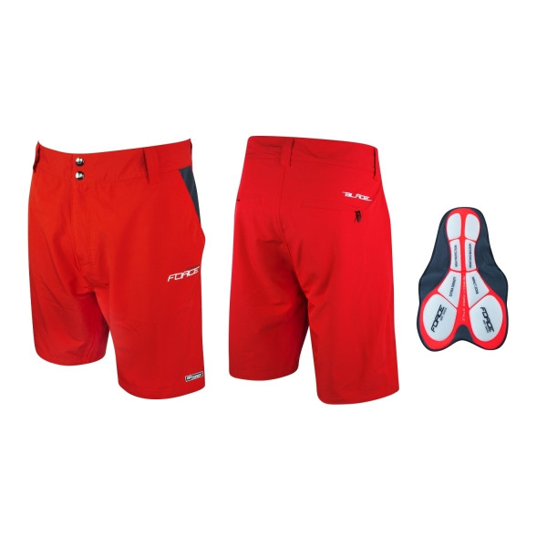 Pantaloni Force Blade MTB cu sub-pantaloni cu bazon rosii