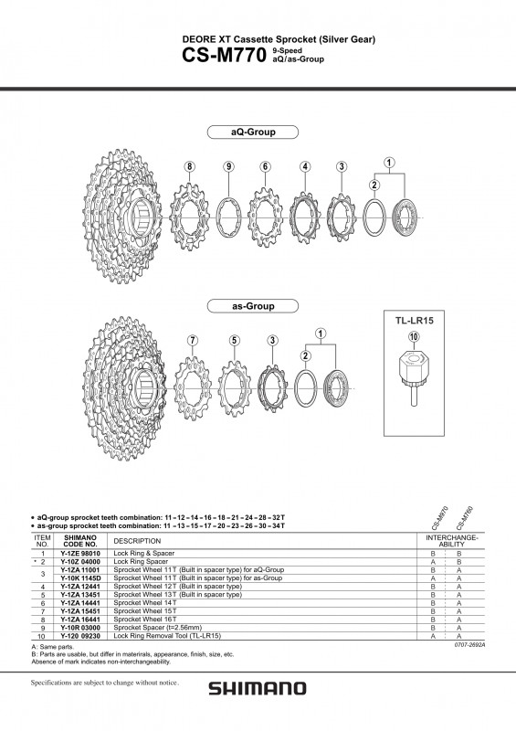 Pinion Shimano CS-M760 12t (tip cu distantier pe pinion)