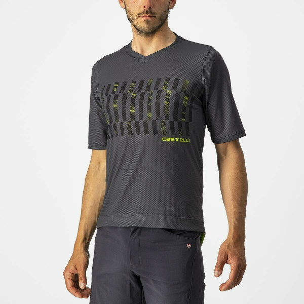 Tricou cu maneca scurta Castelli Trail Tech Tee, Antracit/Galben Fluo