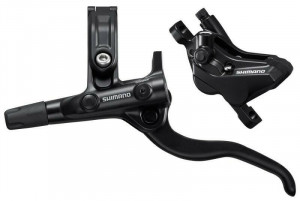 Frana pe disc fata set asamblat Shimano, J-KIT, BL-M4100(L), BR-MT420(F), fara adaptor, placute resin, furtun 1000mm negru