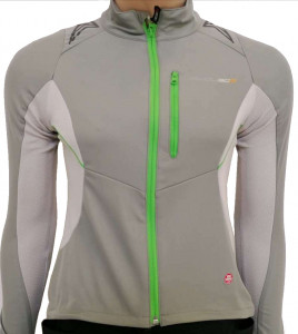 Jacheta wind stopper Shimano mtb soft shell femei sand gray / lime green