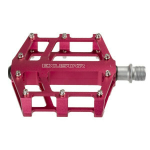 Pedale Exustar E-PB525, alu CNC, platforma, rulmenti, cuie schimbabile, rosu anodizat, 358gr, AM