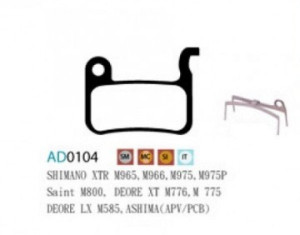 Placute frana Ashima AD0104, sintered, compatibile Shimano XTR, Deore XT, Deore LX