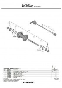 Quick release complet Shimano HB-M7000 133mm (5-1/4")