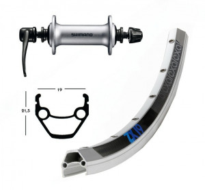 Roata fata 26x1.75 Acera T3000 silver, QR, 36H, Exal ZX 19