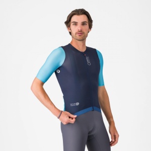 Tricou Cu Maneca Scurta Castelli Corretto, Pentru Barbati, Albastru Neon/albastru Belgian