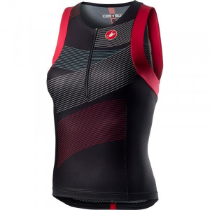 Tricou fara maneci pentru triathlon Castelli Free W Tri Singlet de dama negru/multicolor