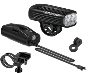 Kit lumina fata Lezyne Mega Drive 2400+ cu Power Pack+, Negru Lucios