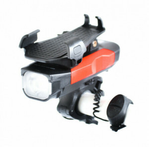 Lampa fata cu suport telefon si sonerie BikeForce 550 LUM si powerbank 4000mAh
