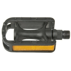 Pedale plastic, bicicleta copii, pe bile, reflectorizante, 9/16 negre, OEM