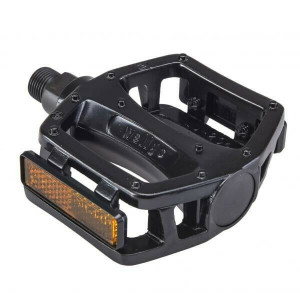 Pedale Wellgo LU-204, alu, platforma, cuie turnate, negre, reflectorizante, 418gr, OEM