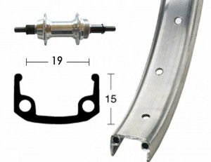 Roata spate 20x1.75 36L. aluminium/zinc, stiff, screwable sprocket