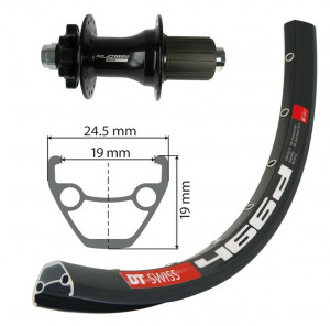 Roata spate 27.5" XLC 6-bolt,bl.,TA 12,32h. DT Swiss D466 DISK bl. Niro spokes (bl)