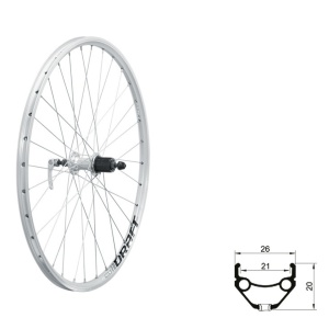 Roata Spate KLS DRAFT V-brake R 26", Argintiu