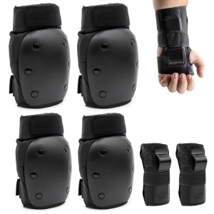 Set protectii genunchi, coate si incheieturi, Negru