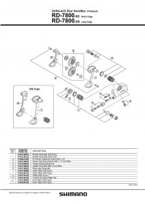 Surub role schimbator spate Shimano RD-7800(2BUC).