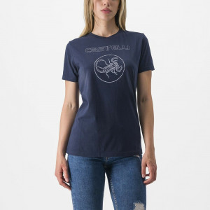 Tricou casual Castelli Pedalare Tee de dama Bleumarin
