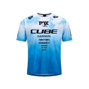 Tricou Cube MTB X Actionteam S/S Albastru/Verde