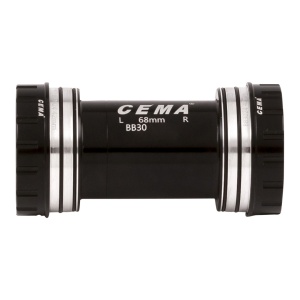 Butuc pedalier CEMA BB30 Interlock, negru, SRAM GXP, rulmenți inox, 24–22 mm