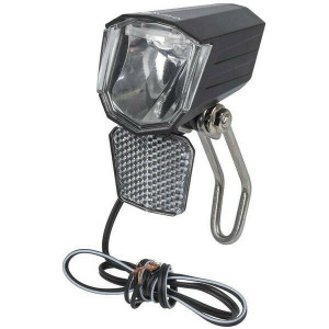 Far clasic Apollon D50, pentru dinam, 50Lux, bec 6V/3W, cu intrerupator si condensator,reflectorizant,suport si fir, negru, OEM