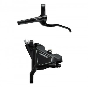 Frana pe disc set asamblat Shimano BL-MT200(L), BR-UR300(F), pt disc 160mm, fara adaptor, placute resin, furtun SM-BH59, 1000mm negru, incl. oliva & insertie conectare, negru