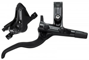 Frana pe disc set asamblat Shimano, J-KIT, BL-M4100(L), BR-MT420(R), fara adaptor, placute resin, furtun SM-BH90-SS 1700mm negru