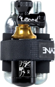 Kit reparatie tubeless CO2 Lezyne Tubeless CO2 Blaster cu 2 cartușe CO2 de 20 g, negru-auriu