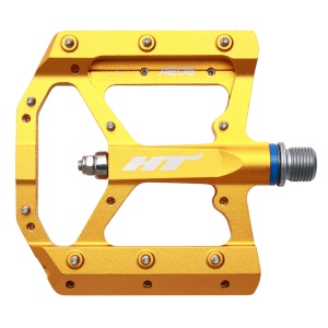 Pedale platforma HT Components AE05, ax titan, corp aluminiu prelucrat CNC, 20 pini per pedala, Auriu