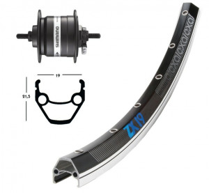 Roata fata 26x1.75 Hub Dynamo black 36L. ZX 19, fixedAxle